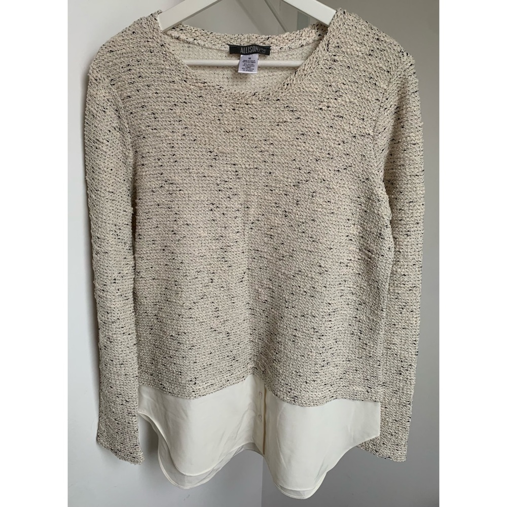 Allison Joy • M • Textured Long Sleeve Layered Look Shirttail Sweater
